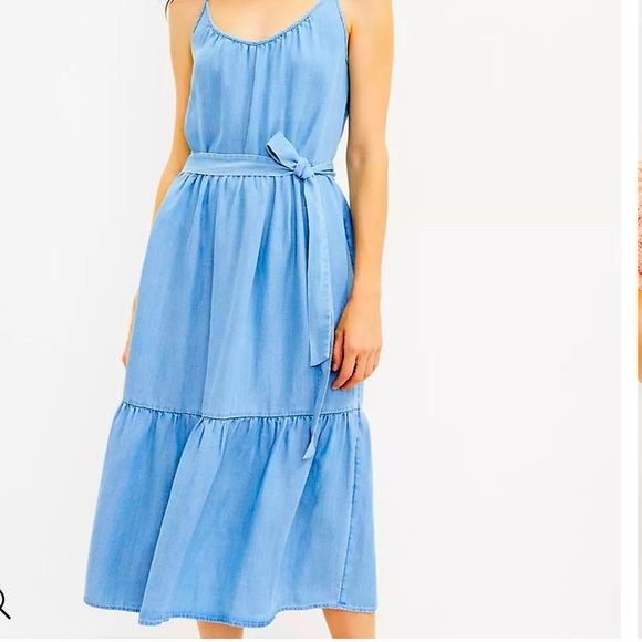Loft Chambray Midi Dress - Picture 1 of 4